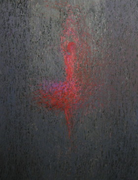 grey and red abstract art
