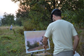 юрій писар на пленері, осінній пейзаж, картина