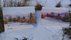 snow paintings on canvas